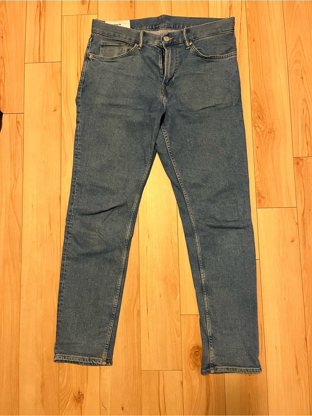 H&M Men's Slim Straight Jeans in Blue Denim